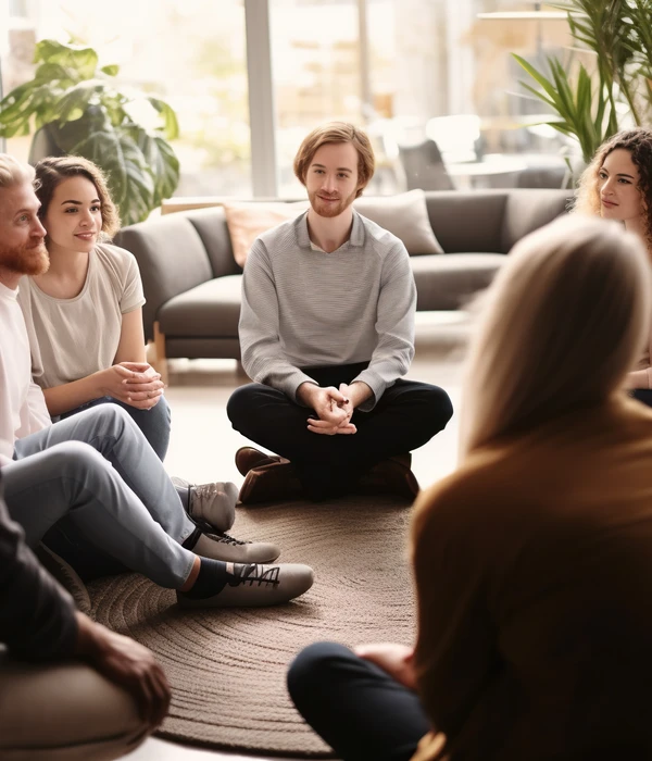 friends listening comforting each other group